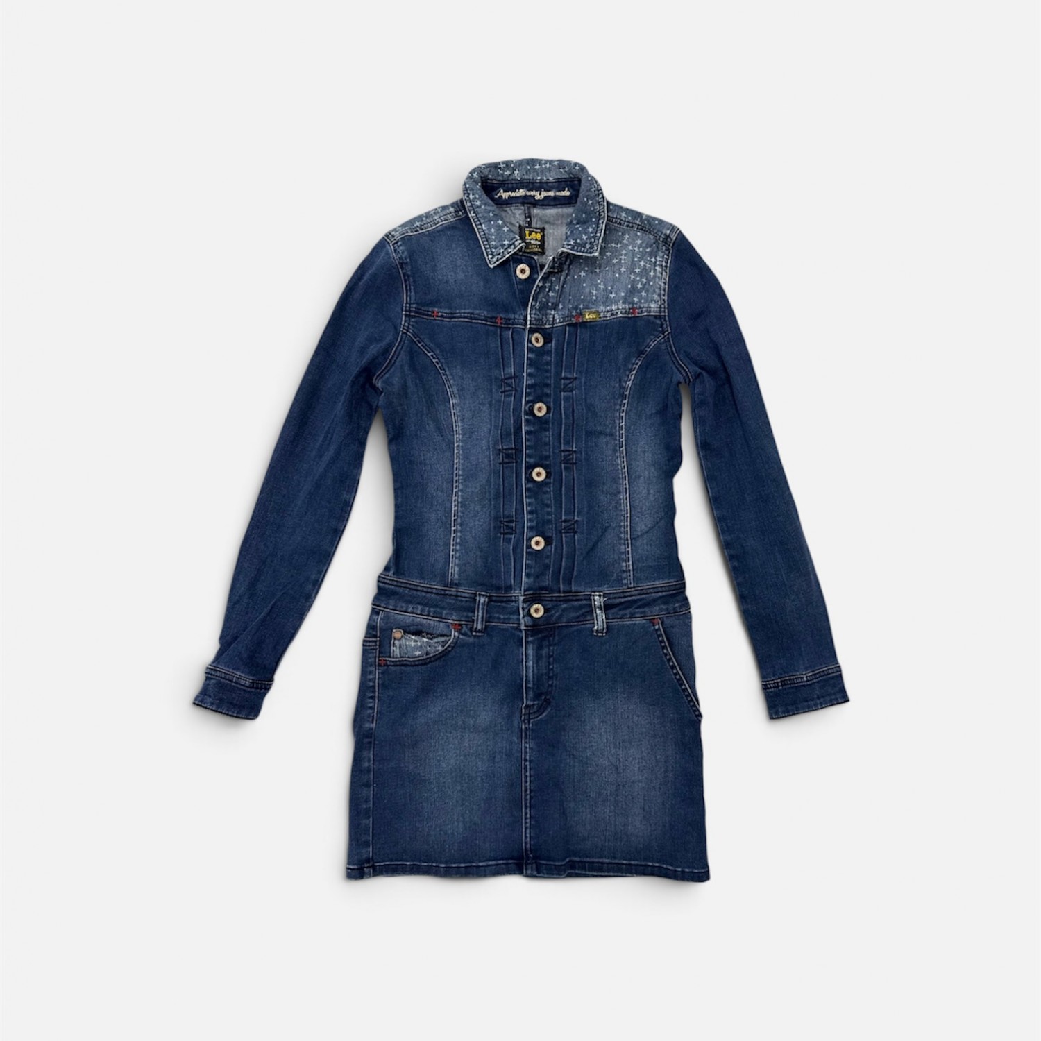 Vintage Lee Denim Mini Φόρεμα με Κουμπιά / Pre-Owned